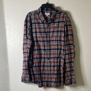 Croft & Barrow Navy and Orange Flannel Plaid Shirt
